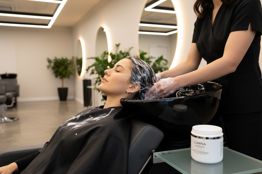 deep conditioning treatment at the shampoo bowl