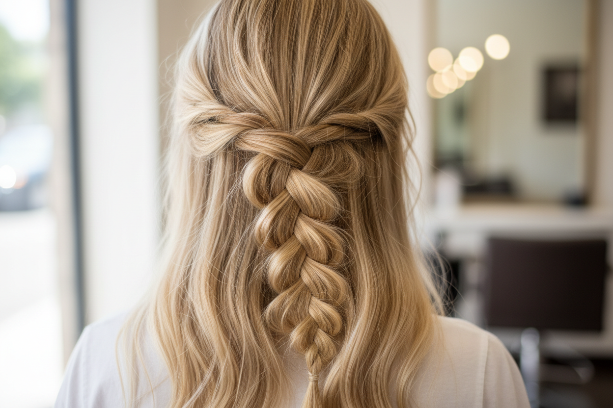 very loose braids on blonde hair
